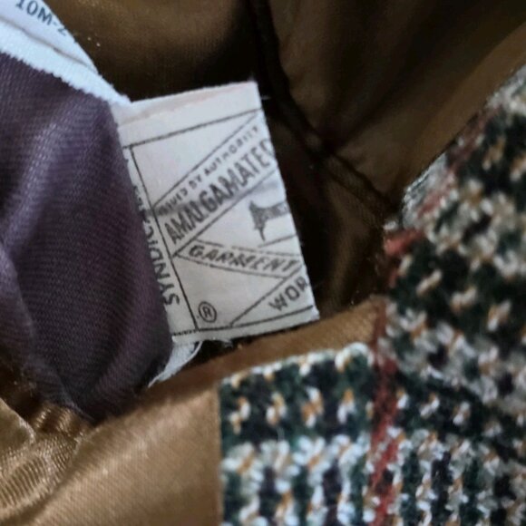 VTG Crombie Wool Coat 44 Glen Plaid LS Lined 1 Vent Buttons Union Made Classic - Picture 12 of 16